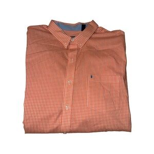 Men’s Izod Orange Gingham Button Down Long Sleeve Shirt